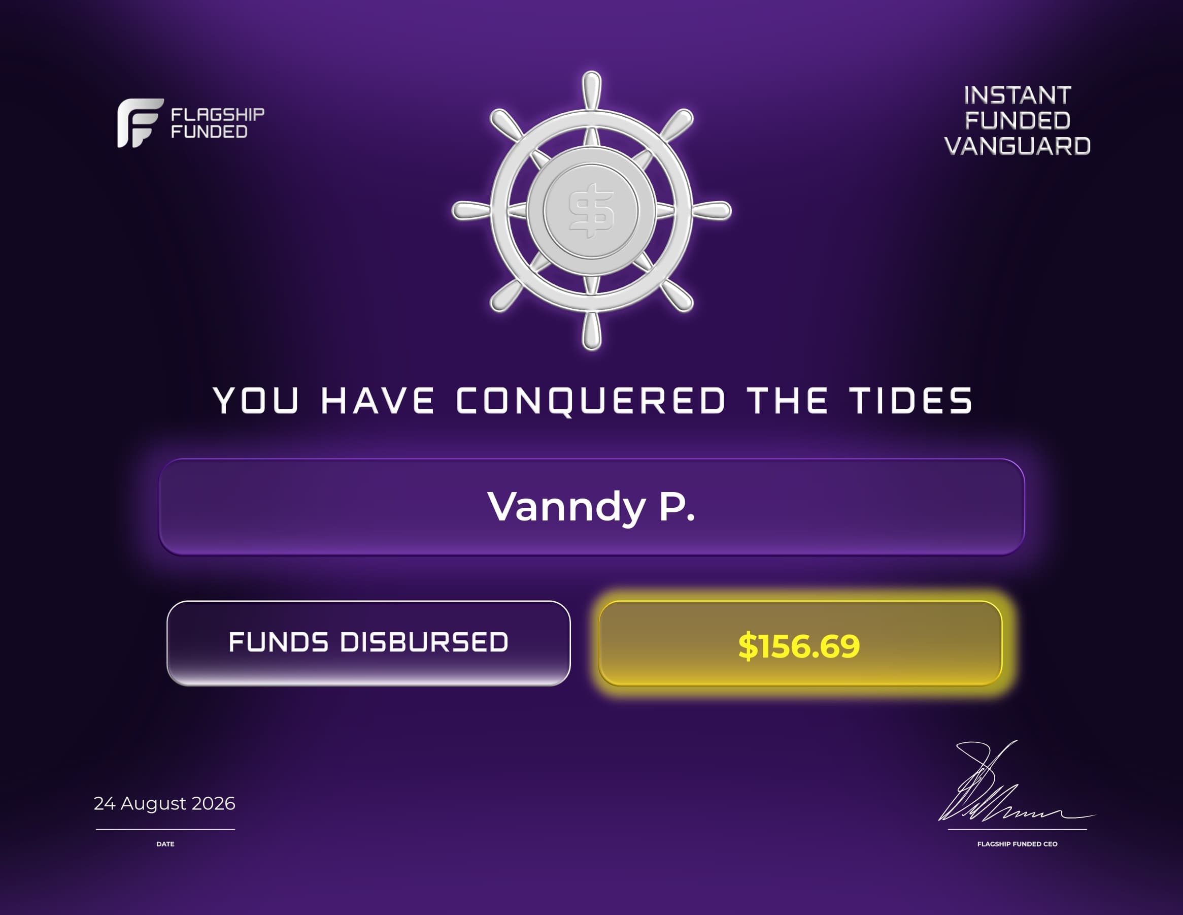 Vanndy P. — Flagship Funded payout certificate
